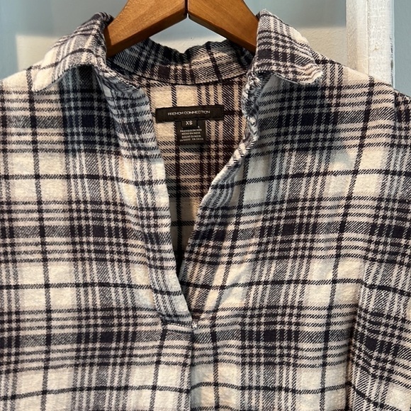 FRENCH connection plaid flannel oversized pullover tunic top size extra small/s - Picture 3 of 8
